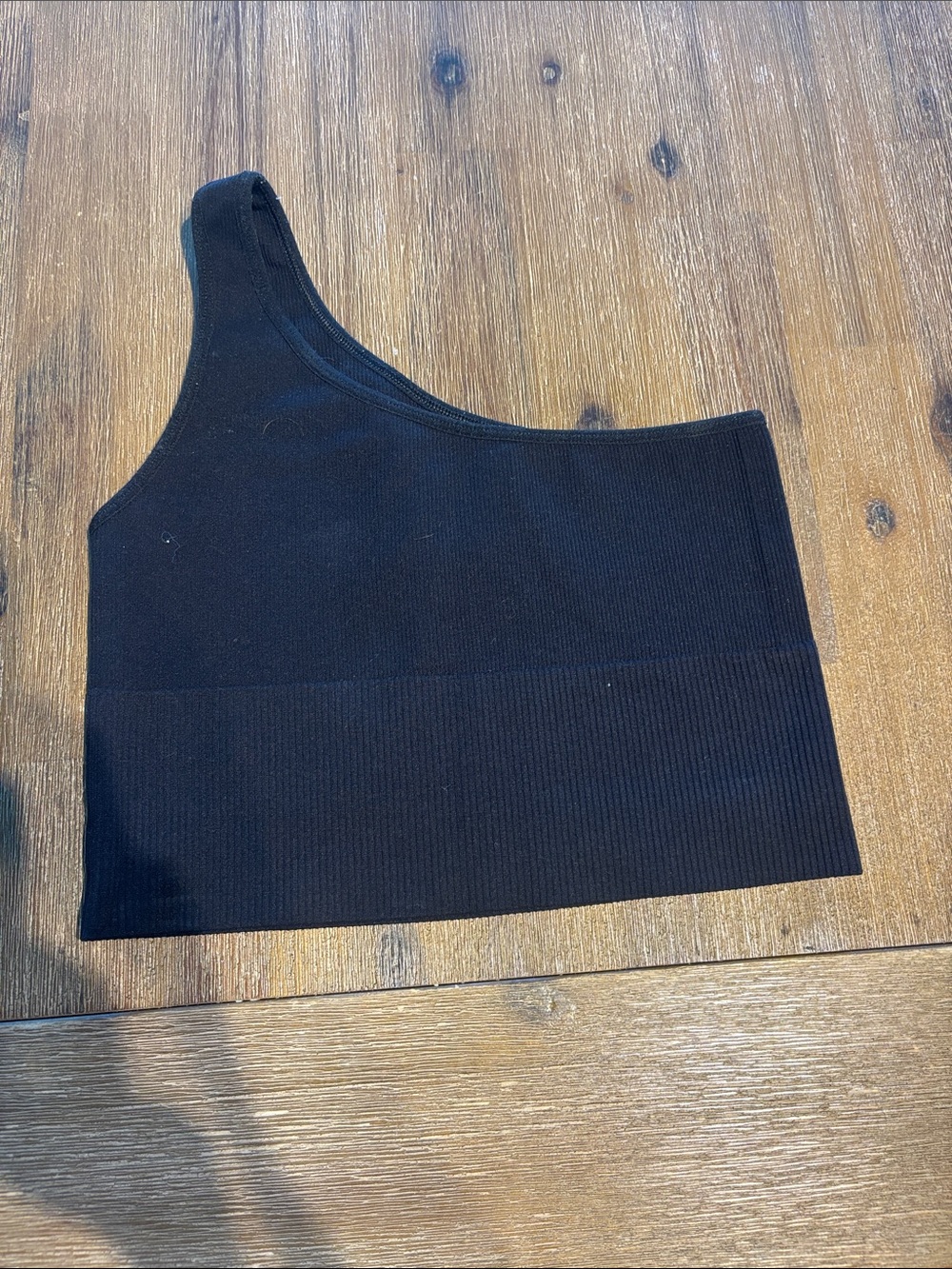 H&M Black One-Shoulder Ribbed Crop Top